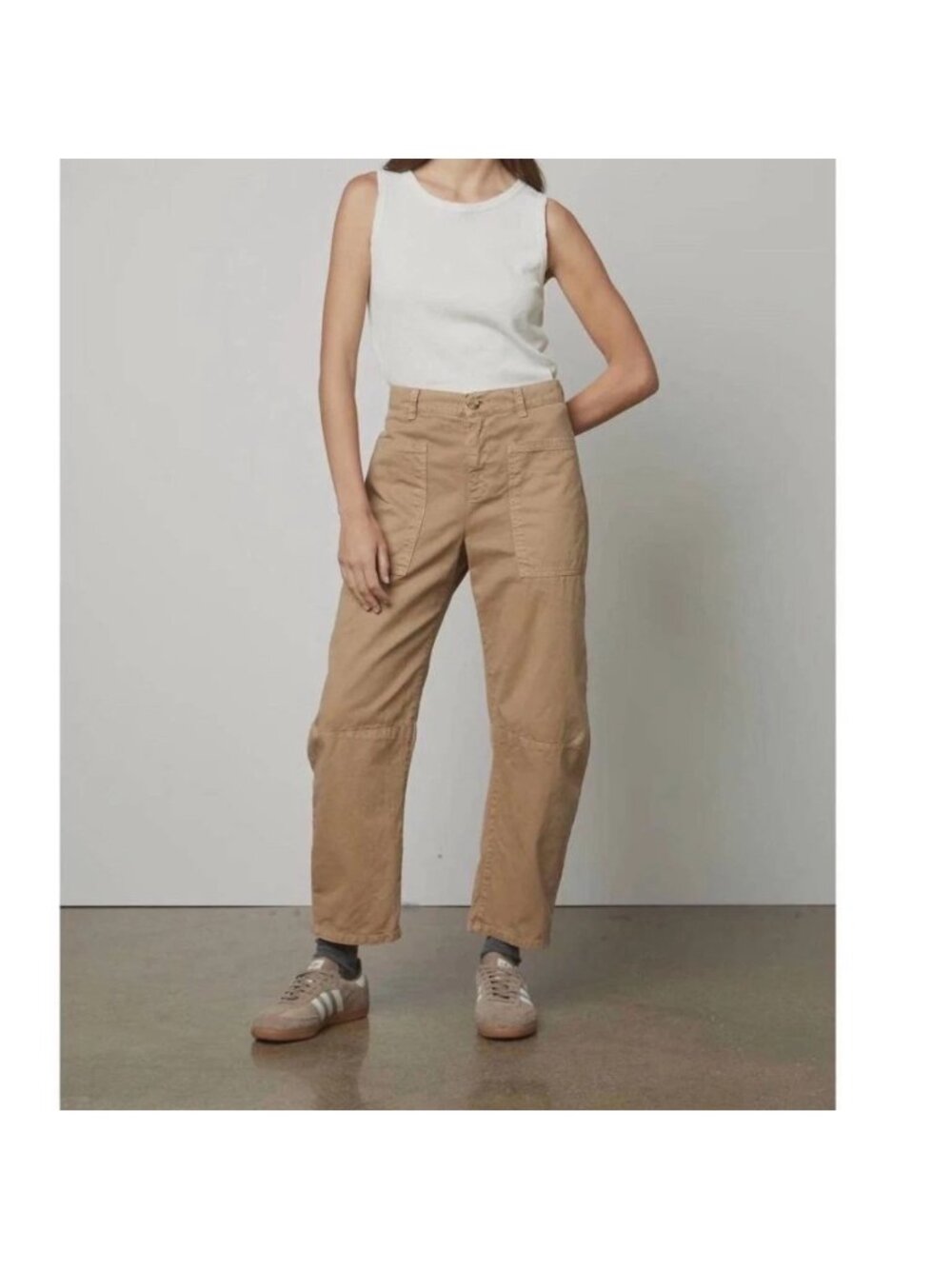Velvet Graham Spencer Tan Brylie Barrel Utility Pants USA Womens Size 8